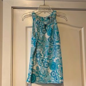 Jude Connally blue white key hole sleeveless top